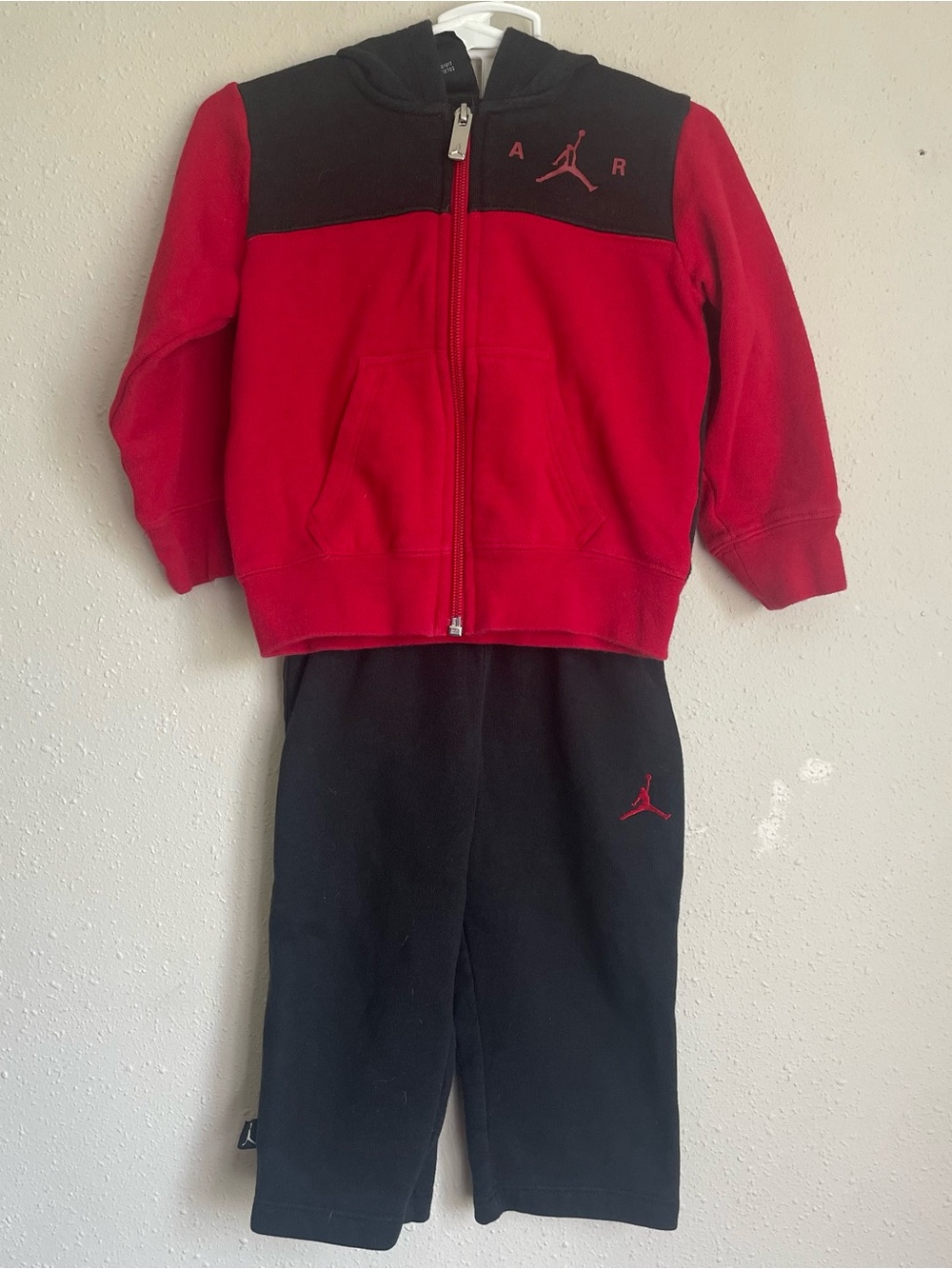 Nike Air Jordan Kids' Red and Black Hoodie & Pants Set